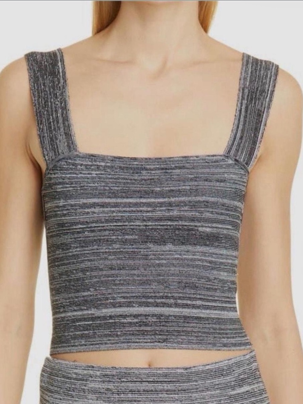 Proenza Schouler Gray Marled Ribbed Knit Crop Tank